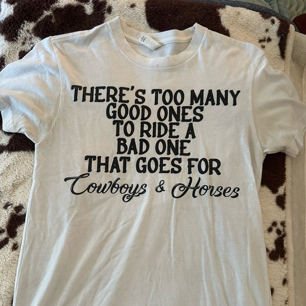 White Graphic Tee with Cowboy Print